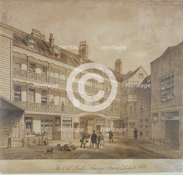 Belle Sauvage Inn, Belle Sauvage Yard, Ludgate Hill, City of London,1845. Artist: Anon