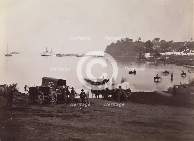 Belle Plain. Distant View of Landing, 1864. Creators: Tim O'Sullivan, James Gardner.