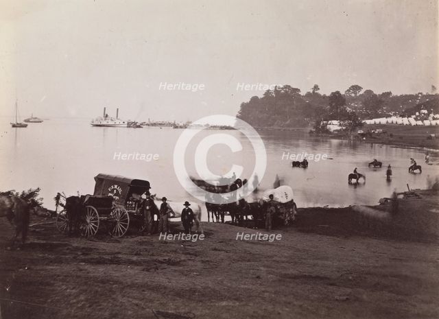 Belle Plain. Distant View of Landing, 1864. Creators: Tim O'Sullivan, James Gardner.