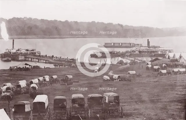 Belle Plain, Virginia. Potomac River, Upper Wharf, 1864. Creators: James Gardner, Tim O'Sullivan.