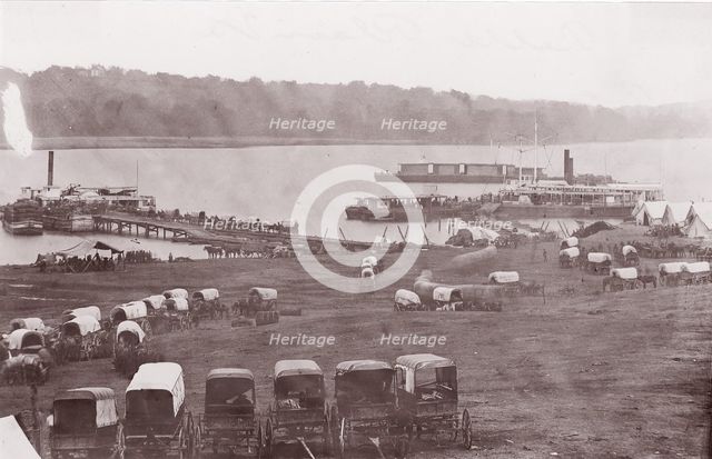 Belle Plain, Virginia. Potomac River, Upper Wharf, 1864. Creators: James Gardner, Tim O'Sullivan.