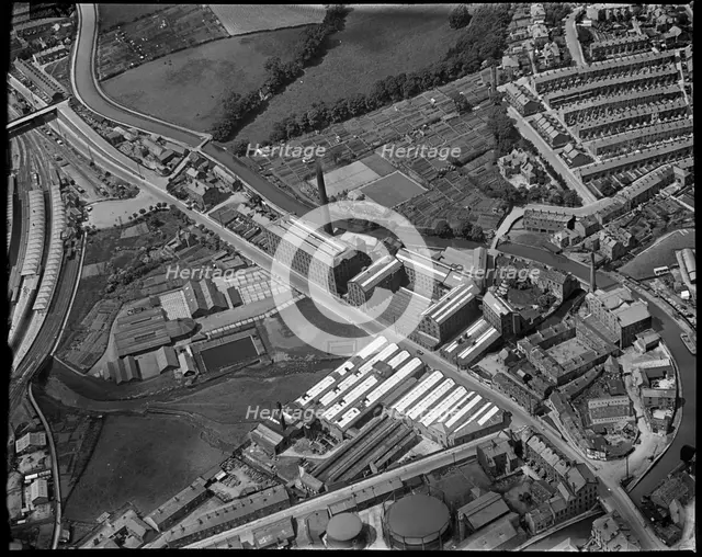 Belle Vue Cotton Spinning Mills and environs, Skipton, North Yorkshire, c1930s. Creator: Arthur William Hobart.