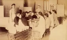 Bellevue Hospital, New York City: women patients (mentally ill?) having a meal..., 1885-1898. Creator: Unknown