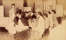 Bellevue Hospital, New York City: women patients (mentally ill?) having a meal..., 1885-1898. Creator: Unknown
