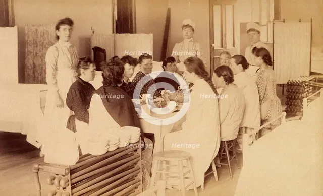 Bellevue Hospital, New York City: women patients (mentally ill?) having a meal..., 1885-1898. Creator: Unknown.
