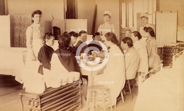 Bellevue Hospital, New York City: women patients (mentally ill?) having a meal..., 1885-1898. Creator: Unknown.