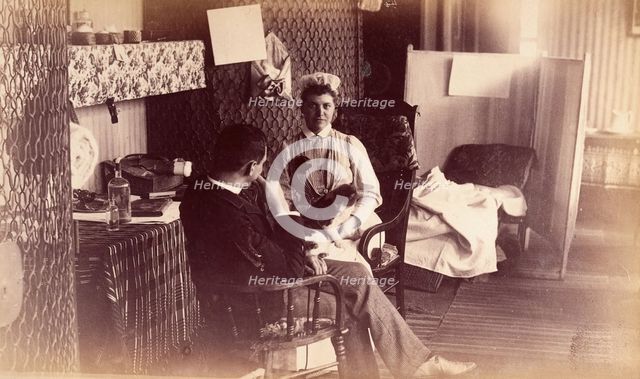Bellevue Hospital, New York City: a nurse's sitting room (?), or end of ward..., 1885-1898. Creator: Unknown.