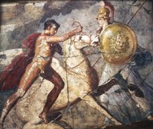 Bellerophon and Pegasus, Roman Wallpainting from Pompeii, 1st century. Creator: Unknown