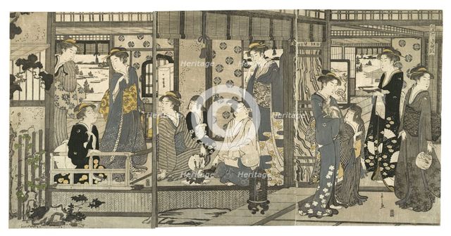 Bellflowers (Asagao), from the series Genji in Fashionable Modern Guise (Furyu yatsushi..., 1789-92. Creator: Hosoda Eishi.