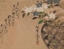 Bellflowers in Basket, 18th century. Creator: Ogata Kenzan