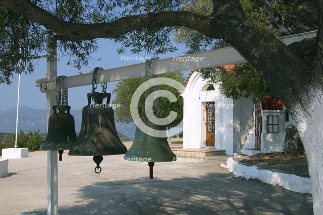 Bells from old bell tower, Monastery of Agrilion, Kefalonia, Greece
