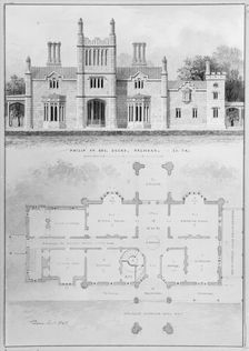 Belmead, for Philip St. George Cocke, Powhatan Co., Virginia (elevation and plan), 1845. Creator: Alexander Jackson Davis