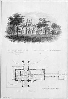 Belmead, James River, Virginia, Residence of Philip St. George Cocke..., 1845. Creator: Alexander Jackson Davis
