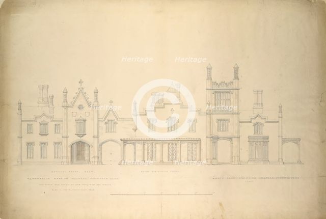 Belmead, Plantation Mansion for Philip St. George Cocke, Powhatan Co., Virginia..., 1846. Creator: Alexander Jackson Davis.