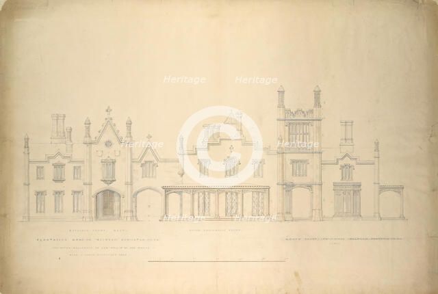 Belmead, Plantation Mansion for Philip St. George Cocke, Powhatan Co., Virginia..., 1846. Creator: Alexander Jackson Davis.