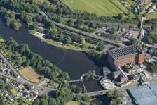 Belper River Gardens, East Mill and North Mill, Derbyshire, 2024. Creator: Robyn Andrews