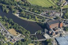 Belper River Gardens, East Mill and North Mill, Derbyshire, 2024. Creator: Robyn Andrews