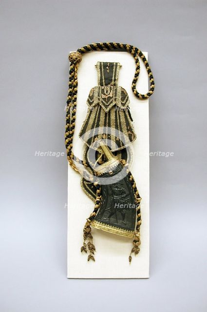 Belt Carrier with Powder Flask and Pouch for Chargers, German, Saxony, early 17th century. Creator: Unknown.