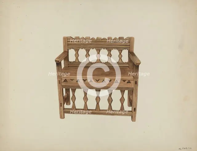 Bench, c. 1939. Creator: Marjery Parish.