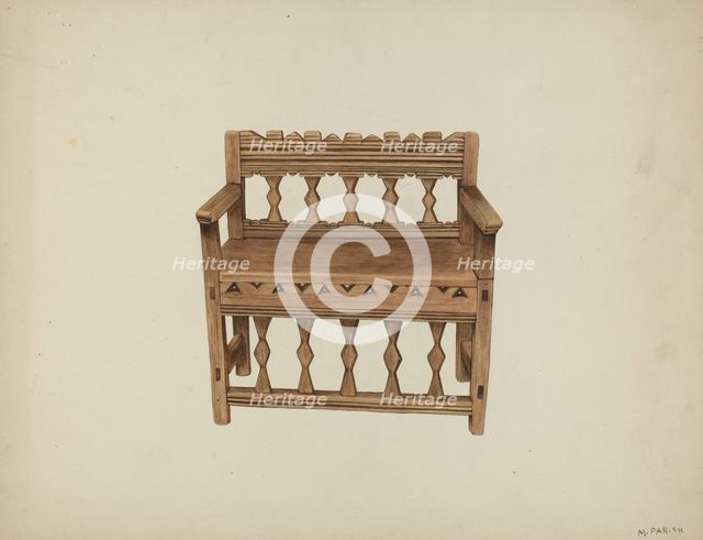 Bench, c. 1939. Creator: Marjery Parish.
