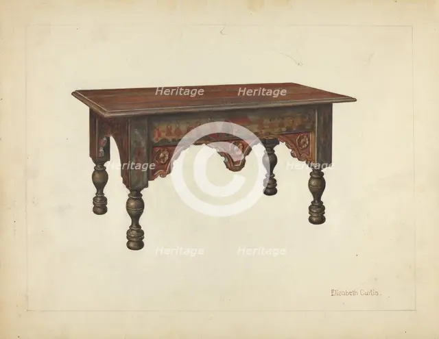 Bench, c. 1953. Creator: Elizabeth Curtis.