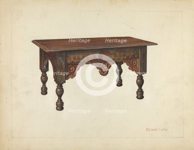 Bench, c. 1953. Creator: Elizabeth Curtis.