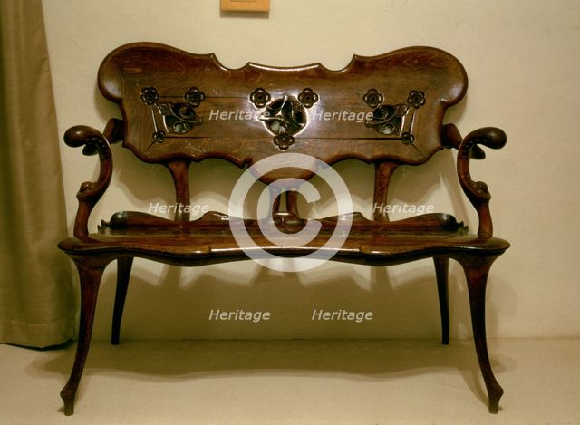 Bench of commercial office Calvet House, 1904, designed by Antoni Gaudi.