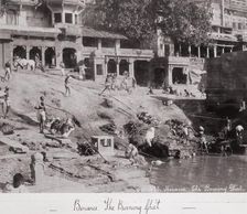 Benares, The Burning Gháts, Late 1860s. Creator: Samuel Bourne