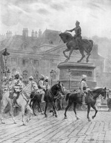 Bengal Mounted Lancers passing the statue of Joan of Arc France, 1914, (1926).Artist: J Simont