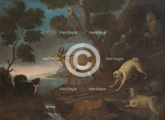Bengalese Deer Attacked by Pugs, 18th century. Creator: David Kock.