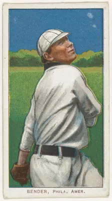 Bender, Philadelphia, American League, from the White Border series (T206) for the Amer..., 1909-11. Creator: American Tobacco Company