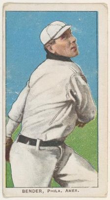 Bender, Philadelphia, American League, from the White Border series (T206) for the Amer..., 1909-11. Creator: American Tobacco Company