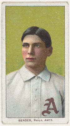 Bender, Philadelphia, American League, from the White Border series (T206) for the Amer..., 1909-11. Creator: American Tobacco Company