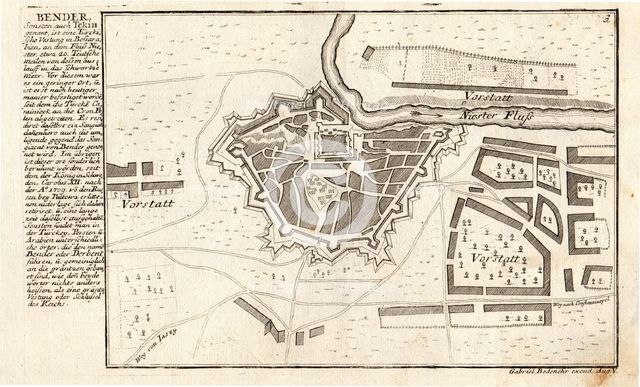 Bender, the Turkish fortress in Bessarabia, ca 1720.