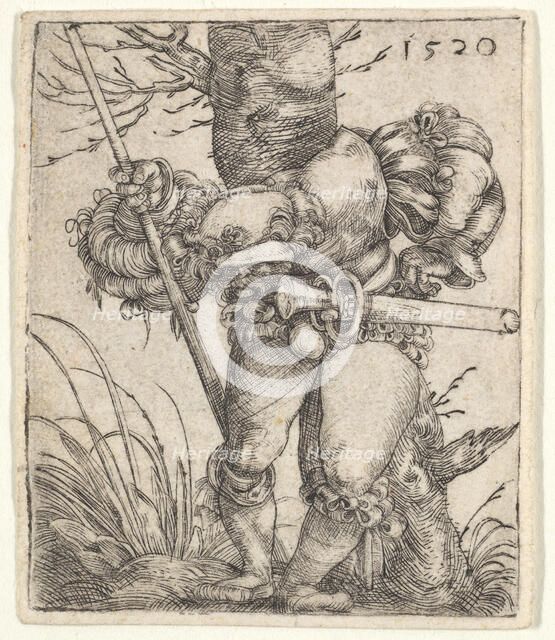 Bending Soldier Leaning against a Tree, 1520. Creator: Barthel Beham.