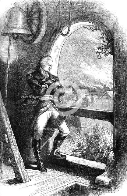 Benedict Arnold viewing the destruction of New London, 1781 (c1880). Artist: Unknown