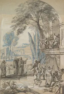 Benedict of Nursia Orders the Destruction of the Temple of Apollo at Monte..., mid-17th-early 18th c Creator: Jan Erasmus Quellinus