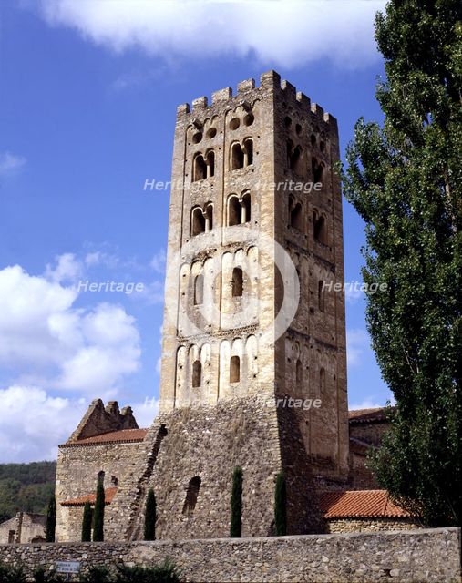 Benedictine Monastery of Sant Miquel de Cuixà, exterior view of the tower.