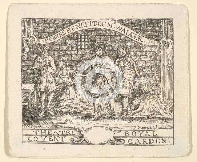 Benefit Ticket for Walker, ca. 1735. Creator: Unknown.