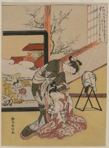 Benevolence: Courtesan Shaving the Neck of her Servant…, 1767. Creator: Suzuki Harunobu (Japanese, 1724-1770)