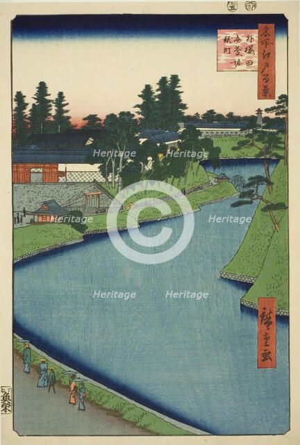 Benkei Moat from Soto-Sakurada to Kojimachi (Soto Sakurada Benkeibori Kojimachi)..., 1856. Creator: Ando Hiroshige.