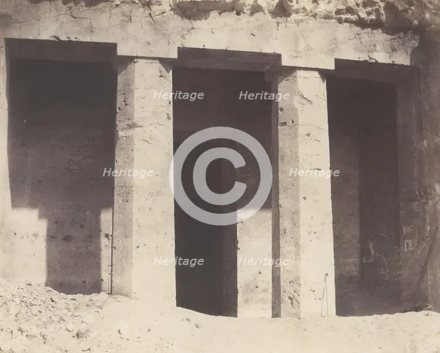 Béni-Haçan, Architecture Hypogéene - Tombeau d'Amoneï, 1851-52, printed 1853-54. Creator: Félix Teynard.