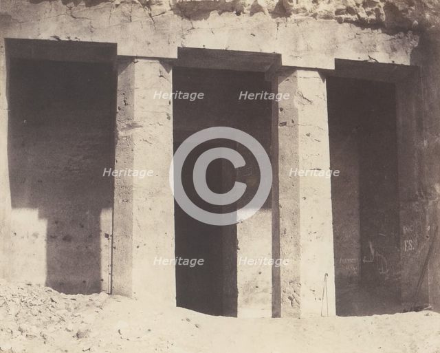 Béni-Haçan, Architecture Hypogéene - Tombeau d'Amoneï, 1851-52, printed 1853-54. Creator: Félix Teynard.
