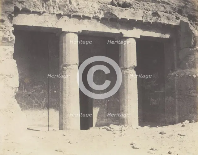Béni-Haçan, Architecture Hypogéene - Tombeau de Névothph, 1851-52, printed 1853-54. Creator: Félix Teynard.