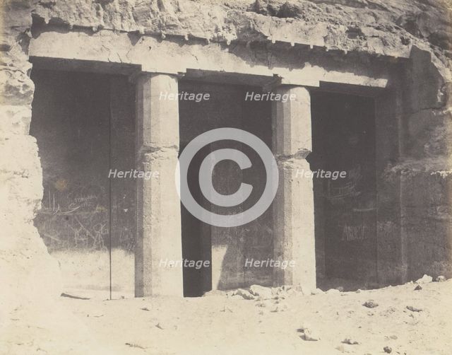 Béni-Haçan, Architecture Hypogéene - Tombeau de Névothph, 1851-52, printed 1853-54. Creator: Félix Teynard.