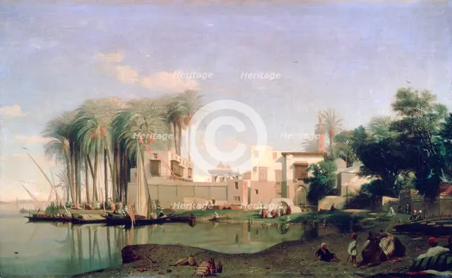 'Beni Suef on the Nile', 19th century. Artist: Prosper Georges Antoine Marilhat