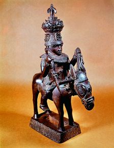 Benin bronze of horse and rider, West African