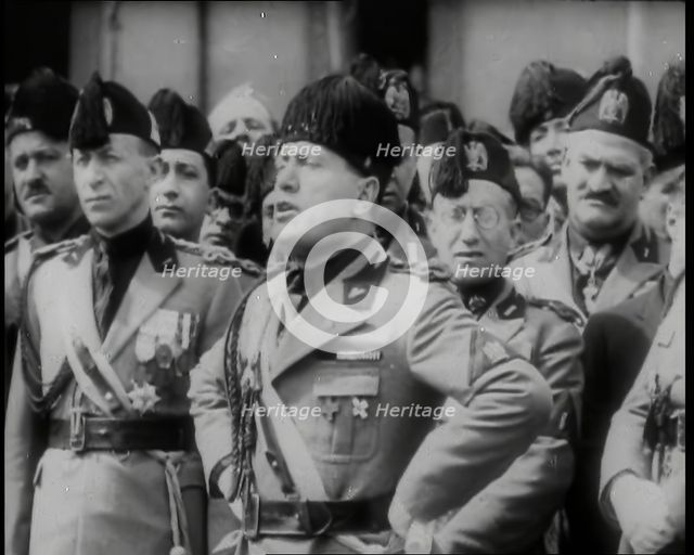 Benito Mussolini, the Italian Leader, Making a Speech and Standing With His Hands on His..., 1939. Creator: British Pathe Ltd.