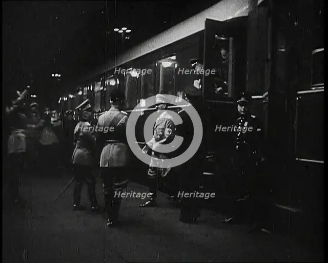 Benito Mussolini, the Italian Leader, Standing on a Platform With King Victor Emmanuel III..., 1938. Creator: British Pathe Ltd.