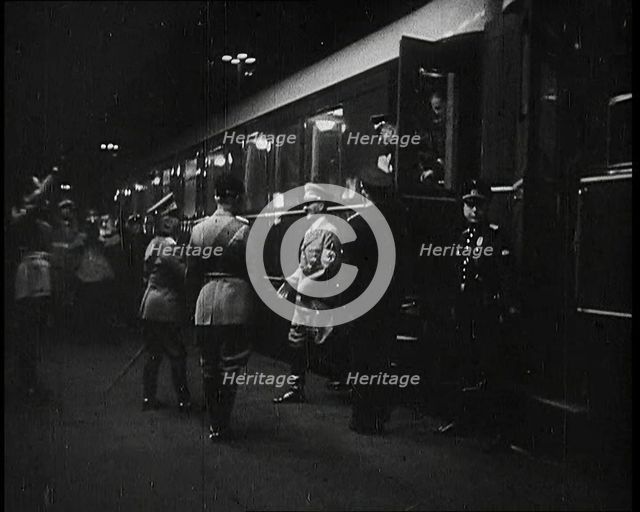 Benito Mussolini, the Italian Leader, Standing on a Platform With King Victor Emmanuel III..., 1938. Creator: British Pathe Ltd.